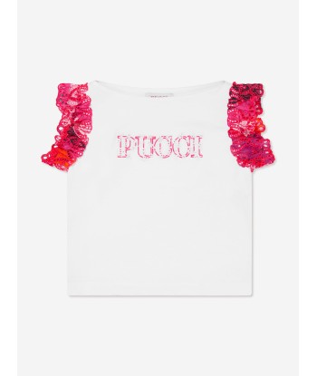 Pucci Girls Logo T-Shirt in White Les êtres humains sont 