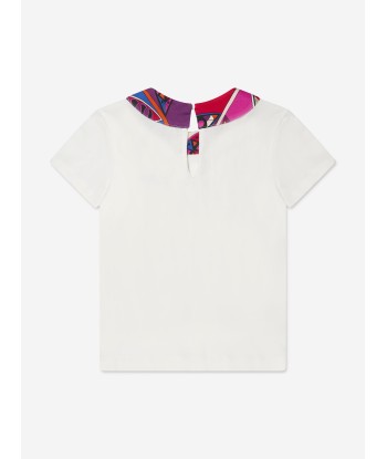 Pucci Girls Logo T-Shirt in Ivory Paris Déstockage Promo