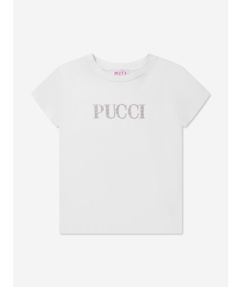 Pucci Girls Logo T-Shirt in White Faites des économies