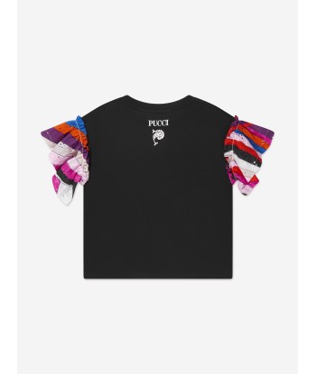 Pucci Girls Branded T-Shirt in Black en ligne des produits 