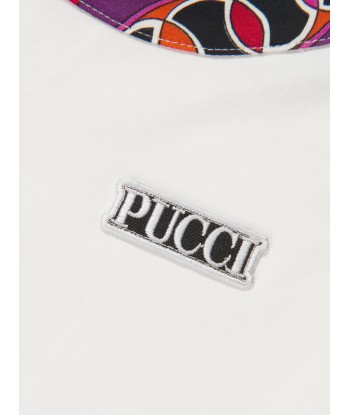 Pucci Girls Logo T-Shirt in Ivory Paris Déstockage Promo