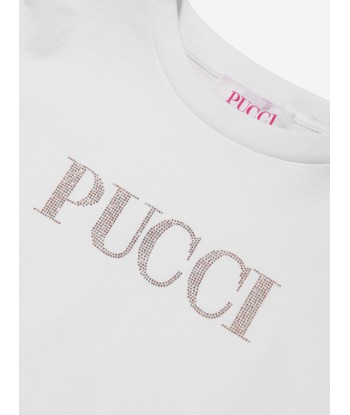 Pucci Girls Logo T-Shirt in White Faites des économies