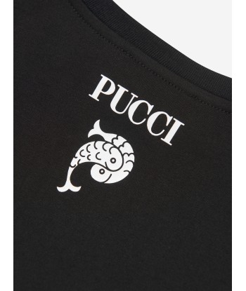 Pucci Girls Branded T-Shirt in Black en ligne des produits 