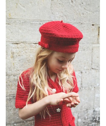 Self Portrait Girls Knitted Beret in Red rembourrage situé sous