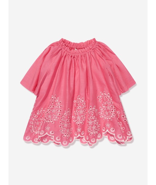 Zimmermann Girls Junie Embroidered Top in Pink Venez acheter