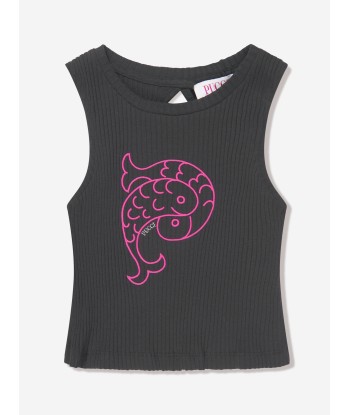 Pucci Girls Sleeveless Logo Top in Black des créatures d'habitude