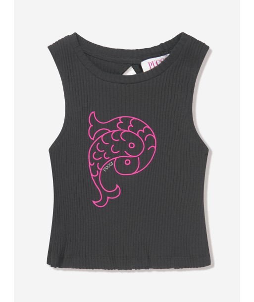 Pucci Girls Sleeveless Logo Top in Black des créatures d'habitude