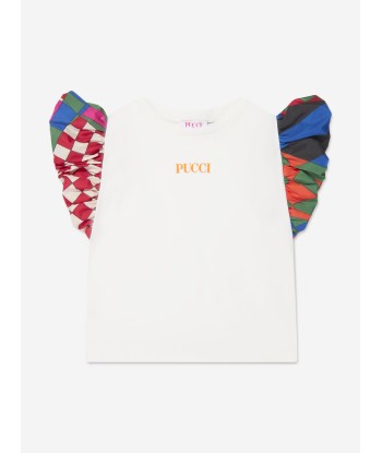 Pucci Girls Logo T-Shirt in Ivory Véritable concentré