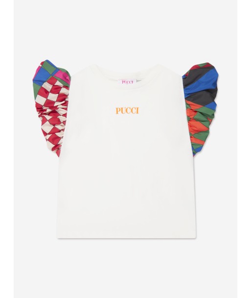 Pucci Girls Logo T-Shirt in Ivory Véritable concentré