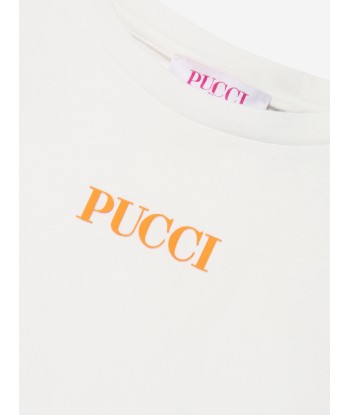 Pucci Girls Logo T-Shirt in Ivory Véritable concentré