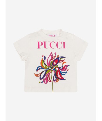 Pucci Baby Girls Flower Logo T-Shirt in Ivory paiement sécurisé