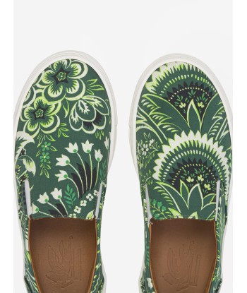 Etro Boys Floral Paisley Trainers in Green acheter