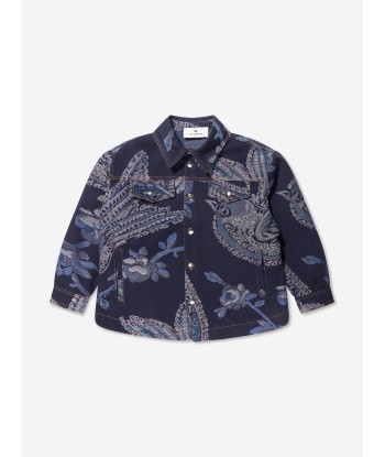 Etro Boys Jacquard Bird And Flower Jacket in Navy l'achat 