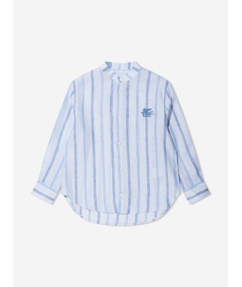 Etro Boys Striped Linen Shirts in White livraison et retour toujours gratuits