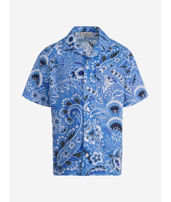 Etro Boys Floral Paisley Shirt in Blue votre