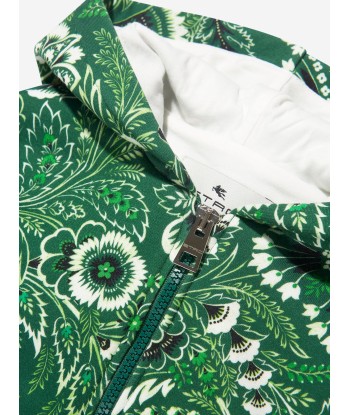 Etro Boys Floral Paisley Zip Up Top in Green Faites des économies