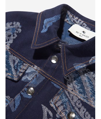 Etro Boys Jacquard Bird And Flower Jacket in Navy l'achat 