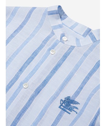 Etro Boys Striped Linen Shirts in White livraison et retour toujours gratuits