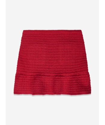 Self Portrait Girls Textured Knit Skirt in Red de technologie