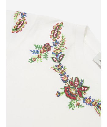 Etro Girls Floral Print T-Shirt in Ivory Fin de série