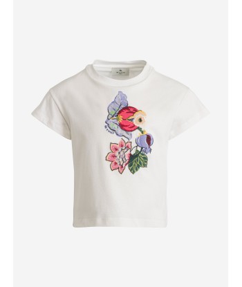 Etro Girls Flower Print T-Shirt in Ivory store