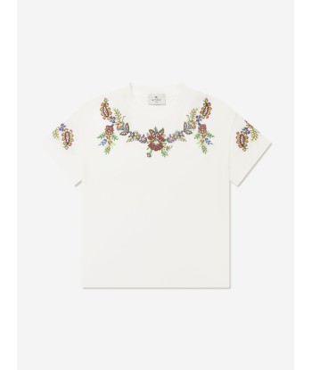 Etro Girls Floral Print T-Shirt in Ivory Fin de série