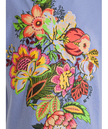 Etro Girls Floral Print T-Shirt in Blue pas cher 