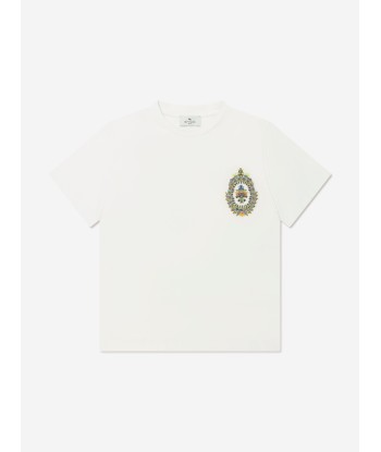 Etro Boys Crest Logo T-Shirt in Ivory Amélioration de cerveau avec