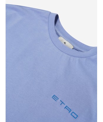 Etro Boys Logo T-Shirt in Blue hantent personnes