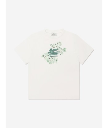 Etro Boys Paisley Logo T-Shirt in Ivory votre