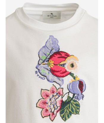 Etro Girls Flower Print T-Shirt in Ivory store