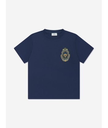 Etro Boys Crest Logo T-Shirt in Navy d'Europe débarque