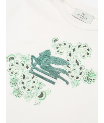 Etro Boys Paisley Logo T-Shirt in Ivory votre