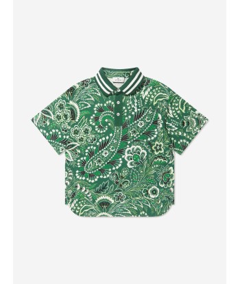 Etro Boys Floral Paisley Polo Shirt in Green 2023