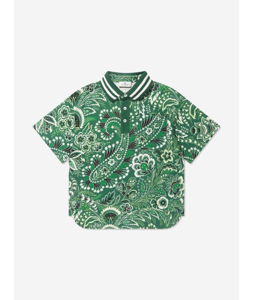 Etro Boys Floral Paisley Polo Shirt in Green 2023