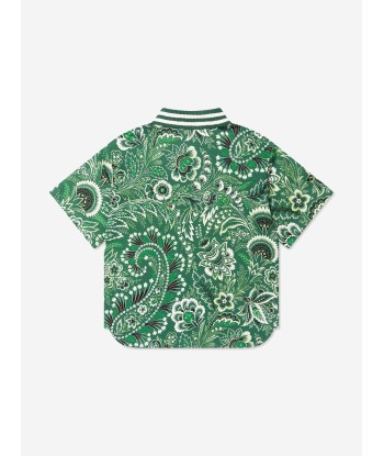 Etro Boys Floral Paisley Polo Shirt in Green 2023