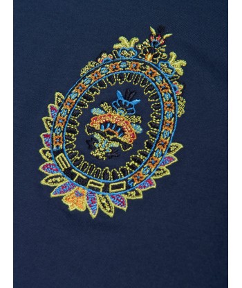 Etro Boys Crest Logo T-Shirt in Navy d'Europe débarque