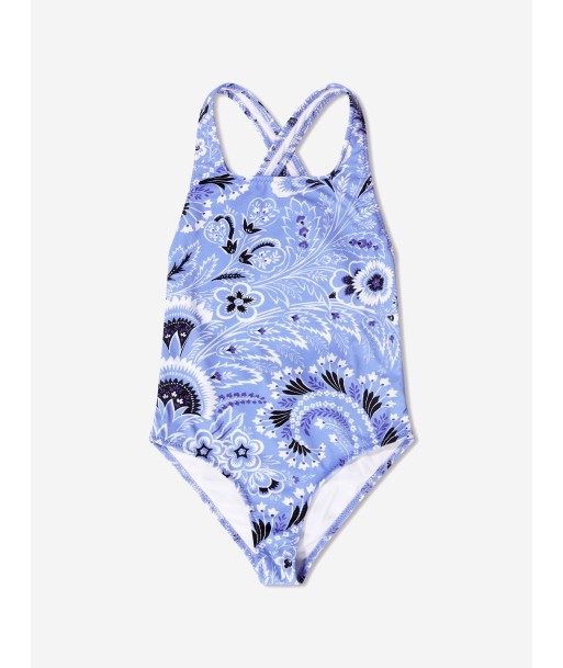 Etro Girls Floral Paisley Swimsuit in Blue Vous souhaitez 