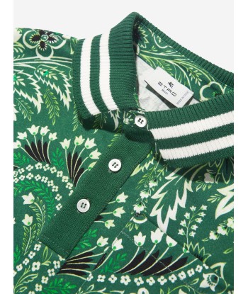 Etro Boys Floral Paisley Polo Shirt in Green 2023