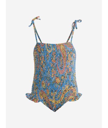 Etro Girls Floral Paisley Swimsuit in Blue Découvrez la collection