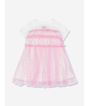 Fendi Baby Girls Jersey And Tulle Dress in Pink pas chere