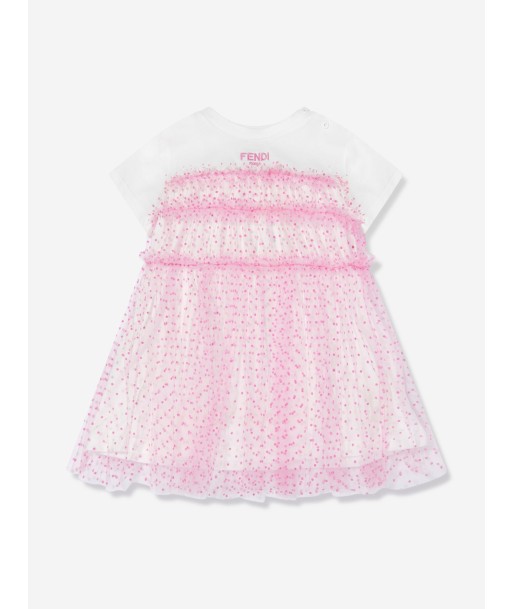 Fendi Baby Girls Jersey And Tulle Dress in Pink pas chere