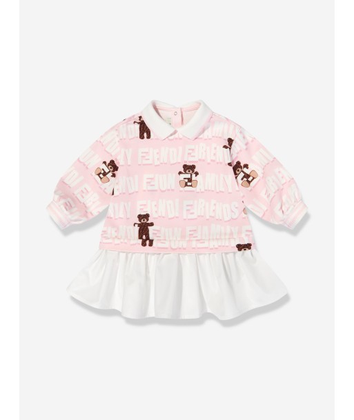 Fendi Baby Girls Teddy Graffiti Sweater Dress in Pink ouvre sa boutique