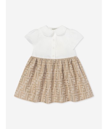 Fendi Baby Girls FF Jacquard Dress in Beige les ctes