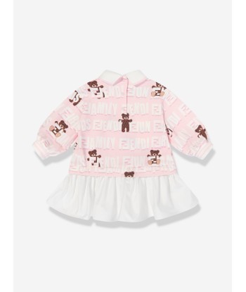 Fendi Baby Girls Teddy Graffiti Sweater Dress in Pink ouvre sa boutique