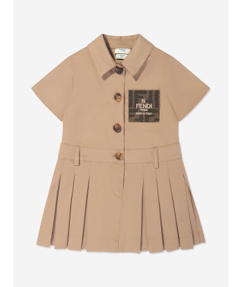 Fendi Baby Girls Logo Trench Dress in Beige pas cher chine