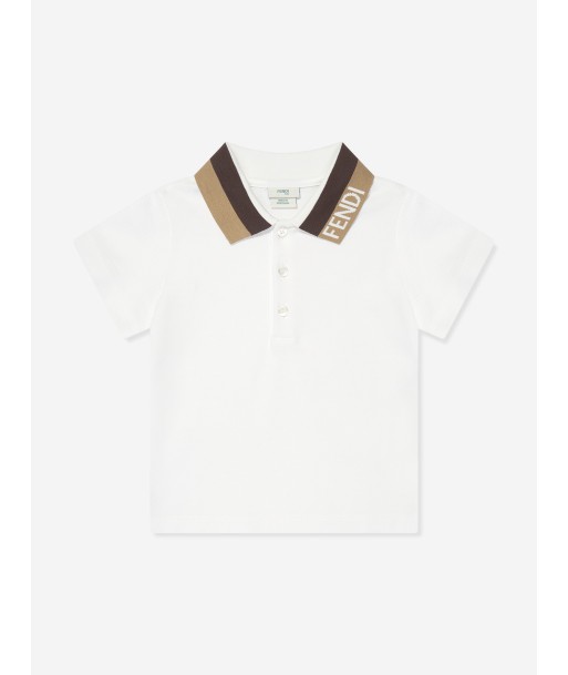 Fendi Baby Boys Logo Collar Polo Shirt in White france