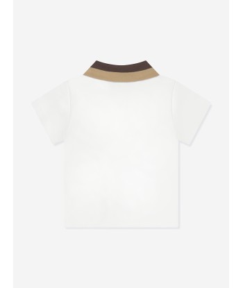 Fendi Baby Boys Logo Collar Polo Shirt in White france