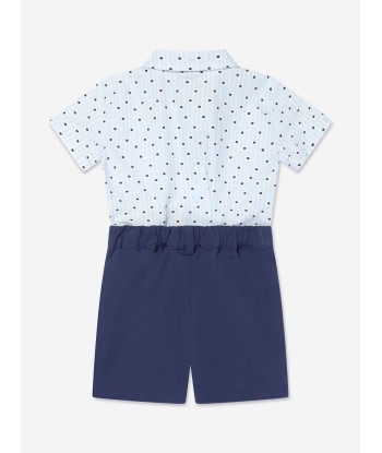 Fendi Baby Boys Logo Romper in Navy Les magasins à Paris et en Île-de-France