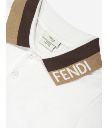 Fendi Baby Boys Logo Collar Polo Shirt in White france